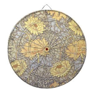 William Morris Chrysanthemum Mum Flowers Dartboard With Darts