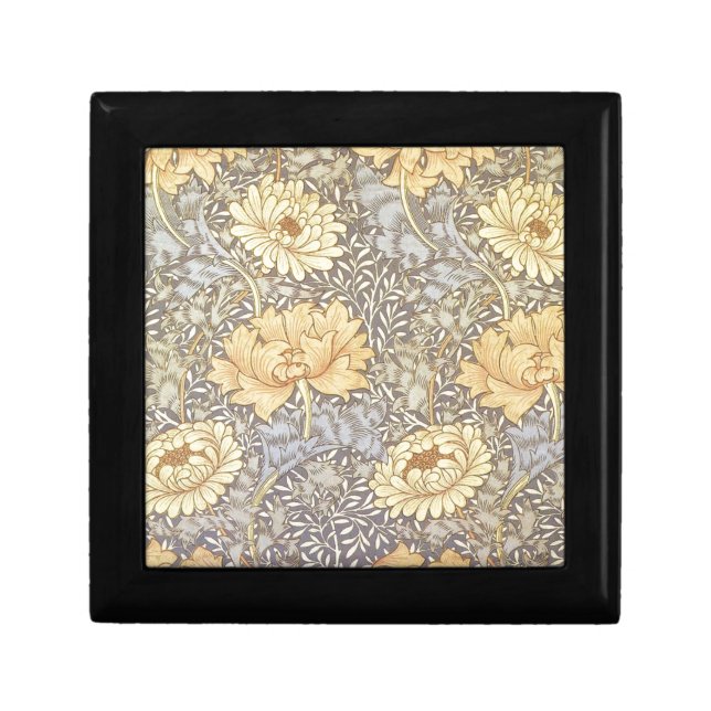 William Morris Chrysanthemum Mum Flowers Jewelry Box (Front)