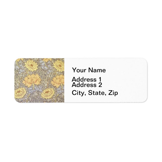 William Morris Chrysanthemum Mum Flowers Label (Front)