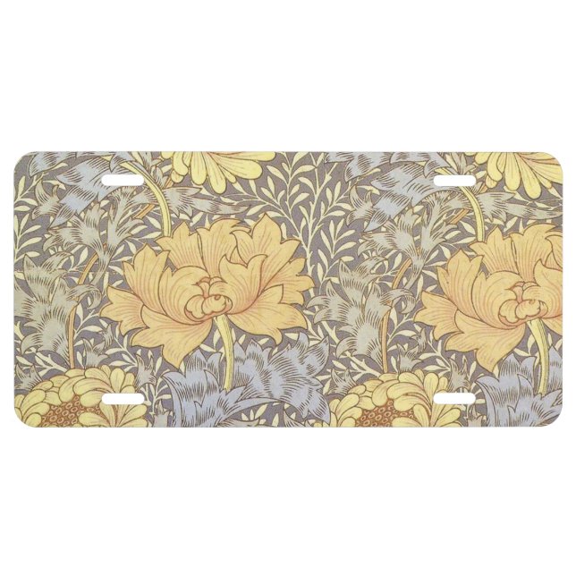 William Morris Chrysanthemum Mum Flowers License Plate (Front)