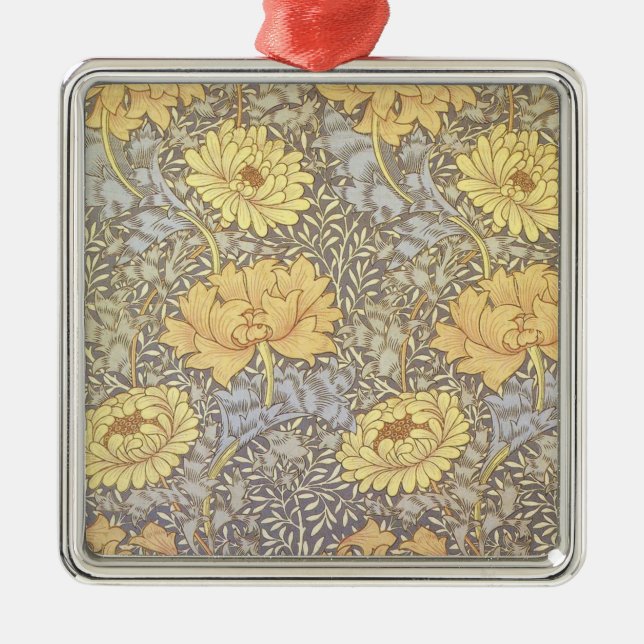 William Morris Chrysanthemum Mum Flowers Metal Ornament (Front)