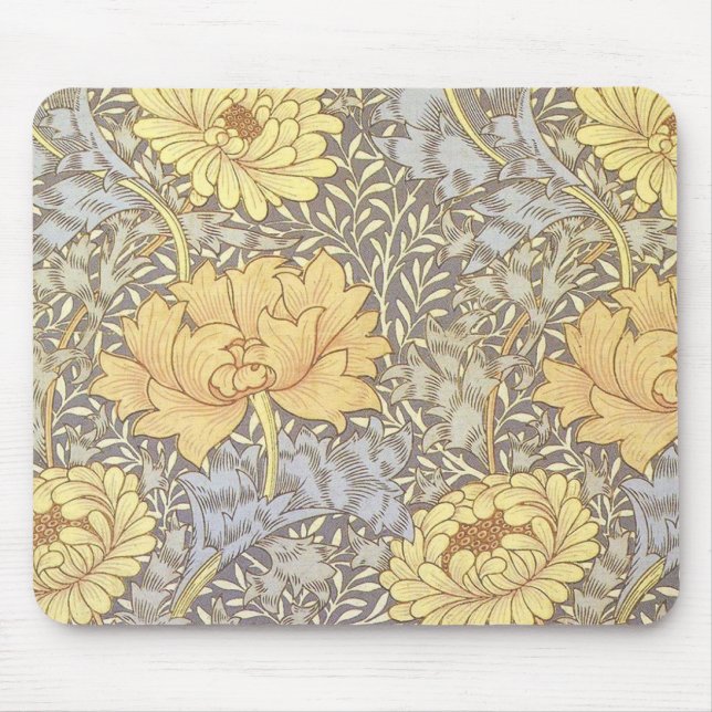 William Morris Chrysanthemum Mum Flowers Mouse Pad (Front)