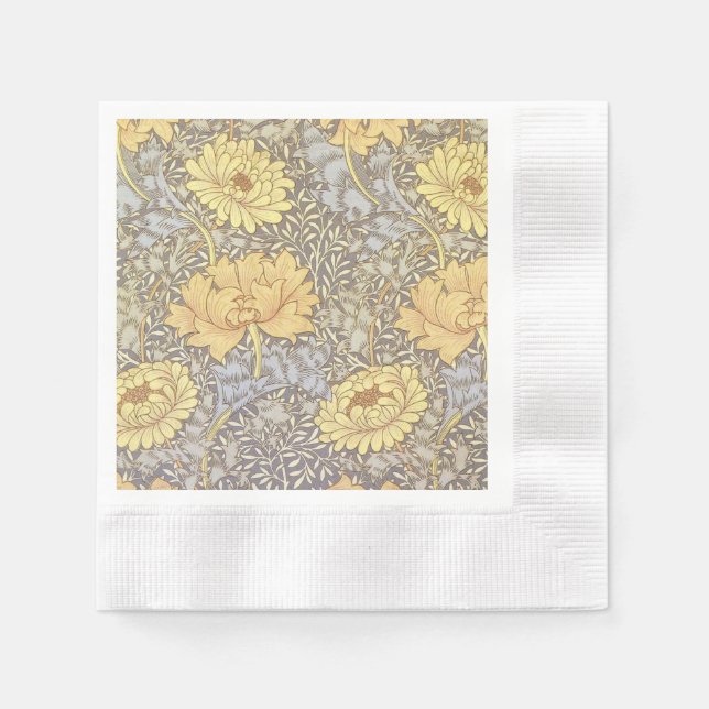 William Morris Chrysanthemum Mum Flowers Napkins (Front)