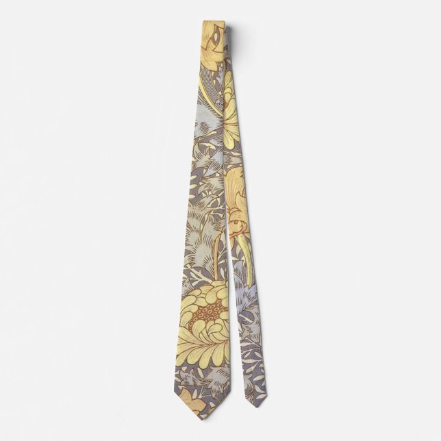 William Morris Chrysanthemum Mum Flowers Neck Tie (Front)
