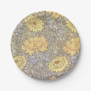 William Morris Chrysanthemum Mum Flowers Paper Plates