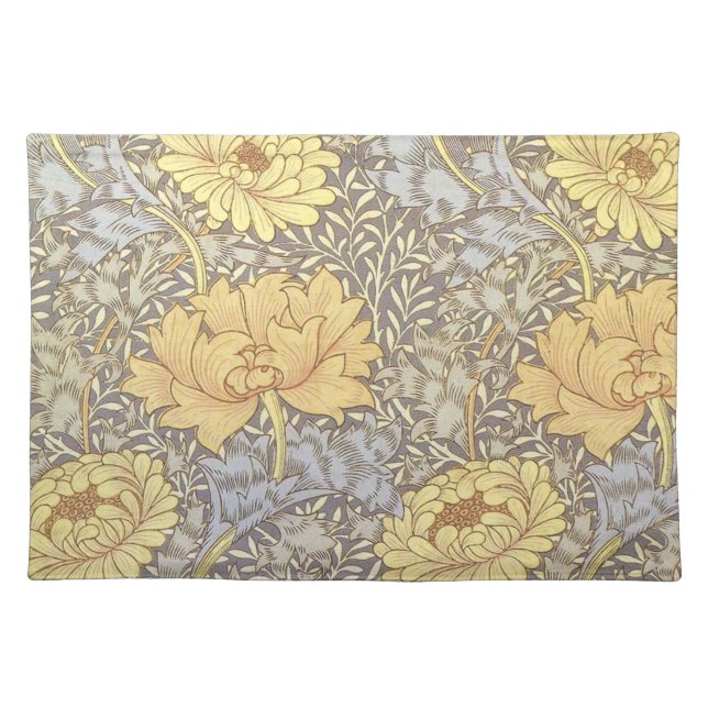 William Morris Chrysanthemum Mum Flowers Placemat (Front)