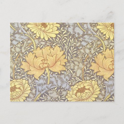 William Morris Chrysanthemum Mum Flowers Postcard