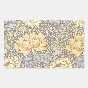 William Morris Chrysanthemum Mum Flowers Rectangular Sticker