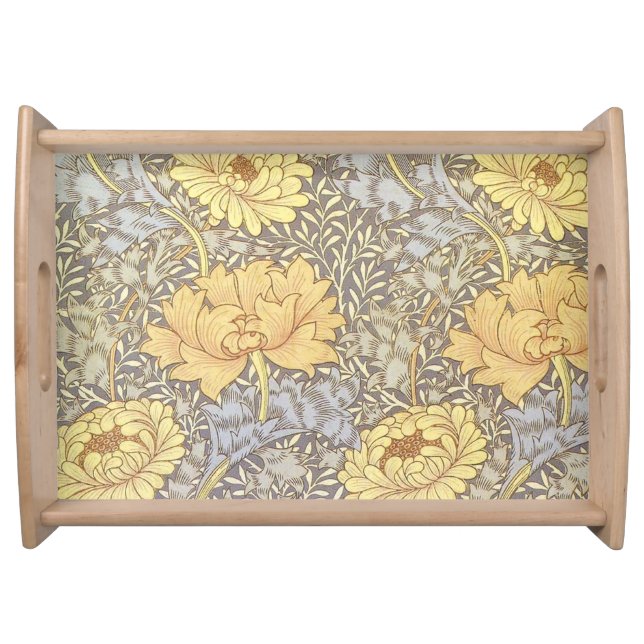 William Morris Chrysanthemum Mum Flowers Serving Tray (Front)