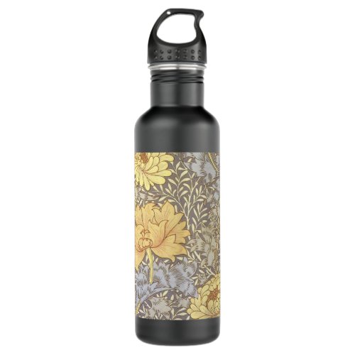 William Morris Chrysanthemum Mum Flowers Stainless Steel Water Bottle