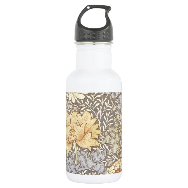 William Morris Chrysanthemum Mum Flowers Water Bottle (Front)