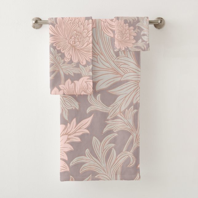 William Morris Chrysanthemum Pattern Bath Towel Se (Insitu)