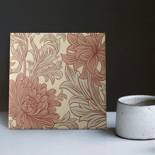 William Morris Chrysanthemum Pattern Ceramic Tile