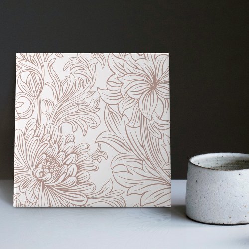 William Morris Chrysanthemum Pattern Ceramic Tile