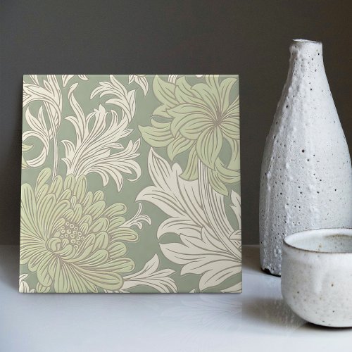 William Morris Chrysanthemum Pattern Ceramic Tile