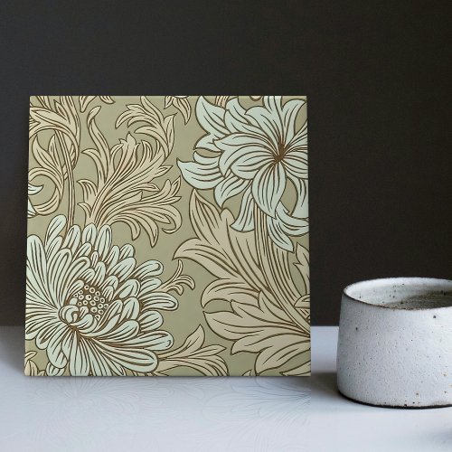 William Morris Chrysanthemum Pattern Ceramic Tile