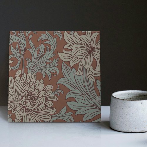 William Morris Chrysanthemum Pattern Ceramic Tile