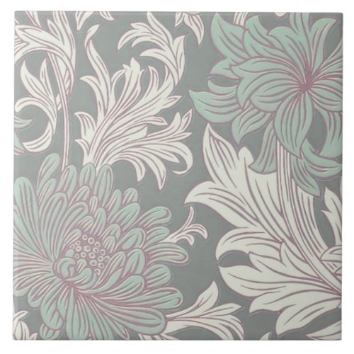 William Morris Chrysanthemum Pattern Ceramic Tile