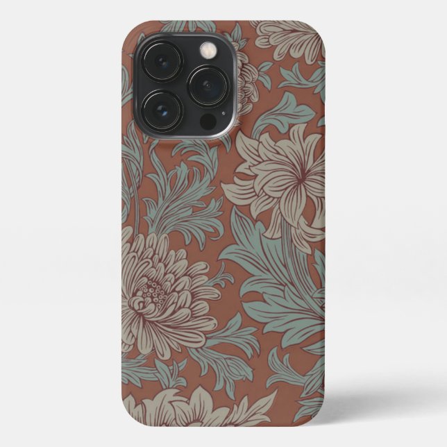 William Morris Chrysanthemum Pattern iPhone Case (Back)