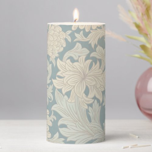 William Morris Chrysanthemum Pattern Pillar Candle