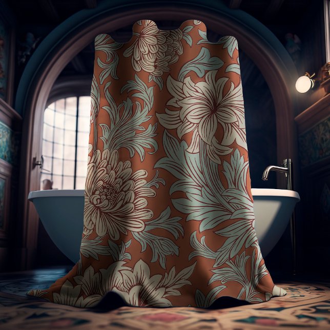 William Morris Chrysanthemum Pattern Shower Curtai Curtain (Creator Uploaded)