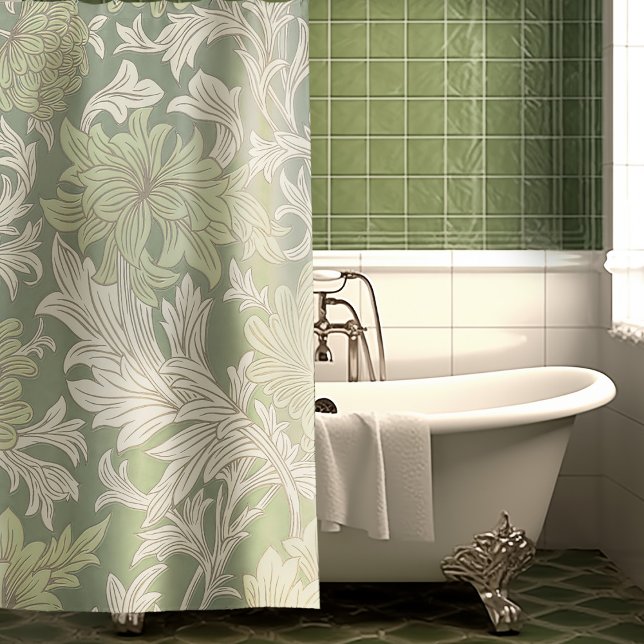 William Morris Chrysanthemum Pattern Shower Curtai Shower Curtain (Creator Uploaded)