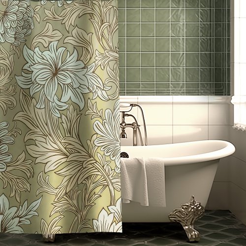 William Morris Chrysanthemum Pattern Shower Curtai Shower Curtain
