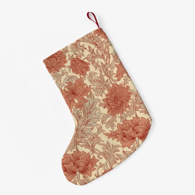 William Morris Chrysanthemum Pattern Small Christm Small Christmas Stocking (Back (Hanging))
