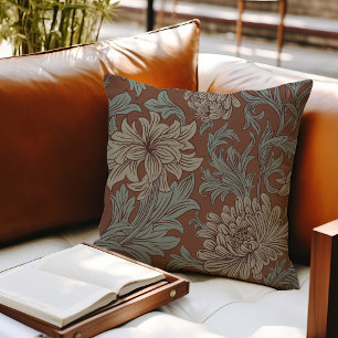 William Morris Chrysanthemum Pattern Throw Pillow