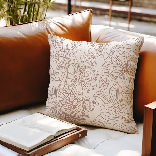 William Morris Chrysanthemum Pattern Throw Pillow
