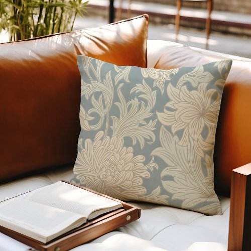 William Morris Chrysanthemum Pattern Throw Pillow