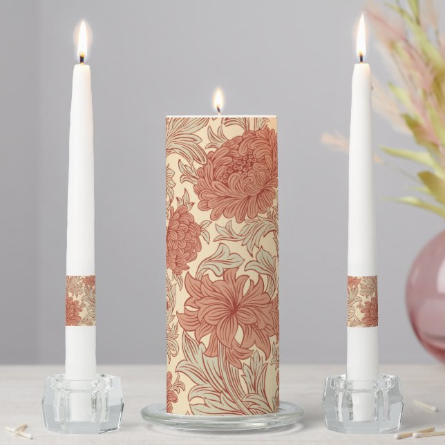 William Morris Chrysanthemum Pattern Unity Candle  (In Situ)