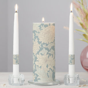 William Morris Chrysanthemum Pattern Unity Candle Set