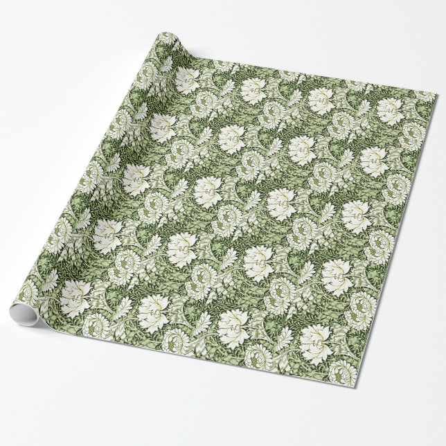William Morris - Chrysanthemum pattern Wrapping Paper (Unrolled)