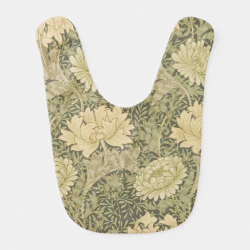 William Morris Chrysanthemum Sage Flower Baby Bib