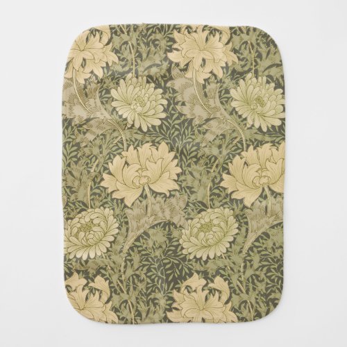 William Morris Chrysanthemum Sage Flower Baby Burp Cloth