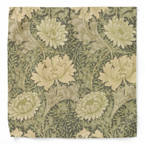 William Morris Chrysanthemum Sage Flower Bandana