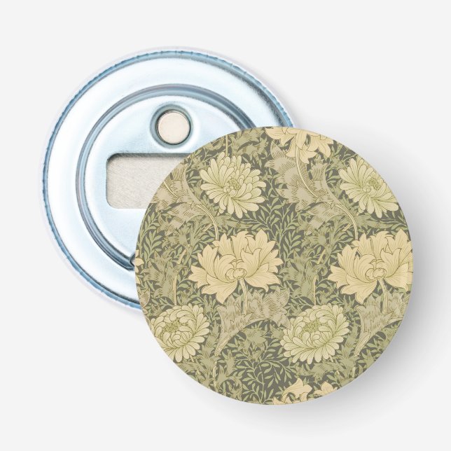 William Morris Chrysanthemum Sage Flower Bottle Opener (Front)
