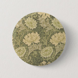 William Morris Chrysanthemum Sage Flower Button