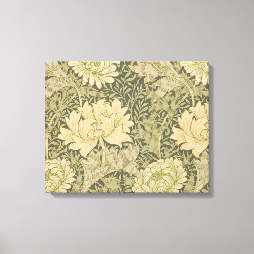 William Morris Chrysanthemum Sage Flower Canvas Print