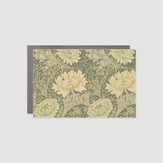 William Morris Chrysanthemum Sage Flower Car Magnet (Front)