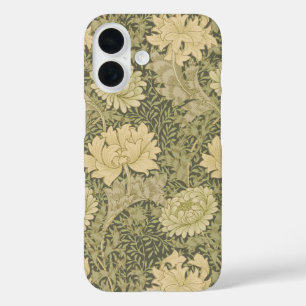 William Morris Chrysanthemum Sage Flower iPhone 16 Case