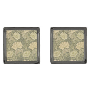 William Morris Chrysanthemum Sage Flower Cufflinks