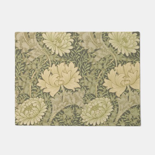 William Morris Chrysanthemum Sage Flower Doormat