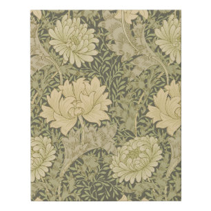 William Morris Chrysanthemum Sage Flower Faux Canvas Print