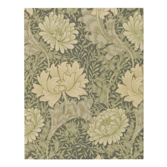 William Morris Chrysanthemum Sage Flower Faux Canvas Print (Front)