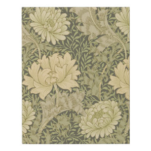 William Morris Chrysanthemum Sage Flower Faux Canvas Print