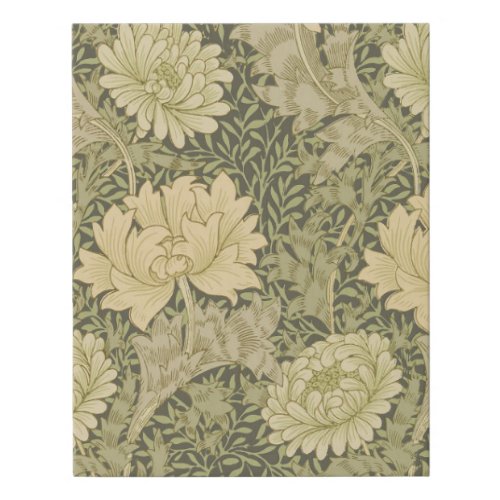 William Morris Chrysanthemum Sage Flower Faux Canvas Print