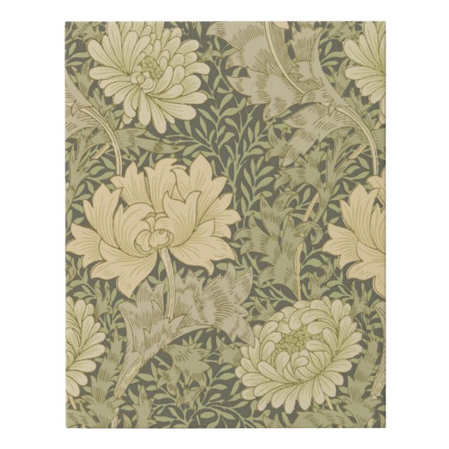 William Morris Chrysanthemum Sage Flower Faux Canvas Print (Front)