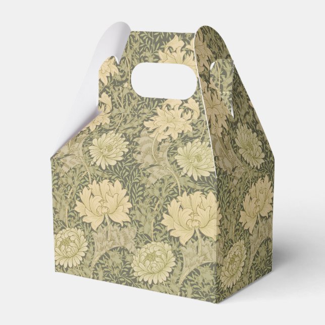 William Morris Chrysanthemum Sage Flower Favor Boxes (Front Side)